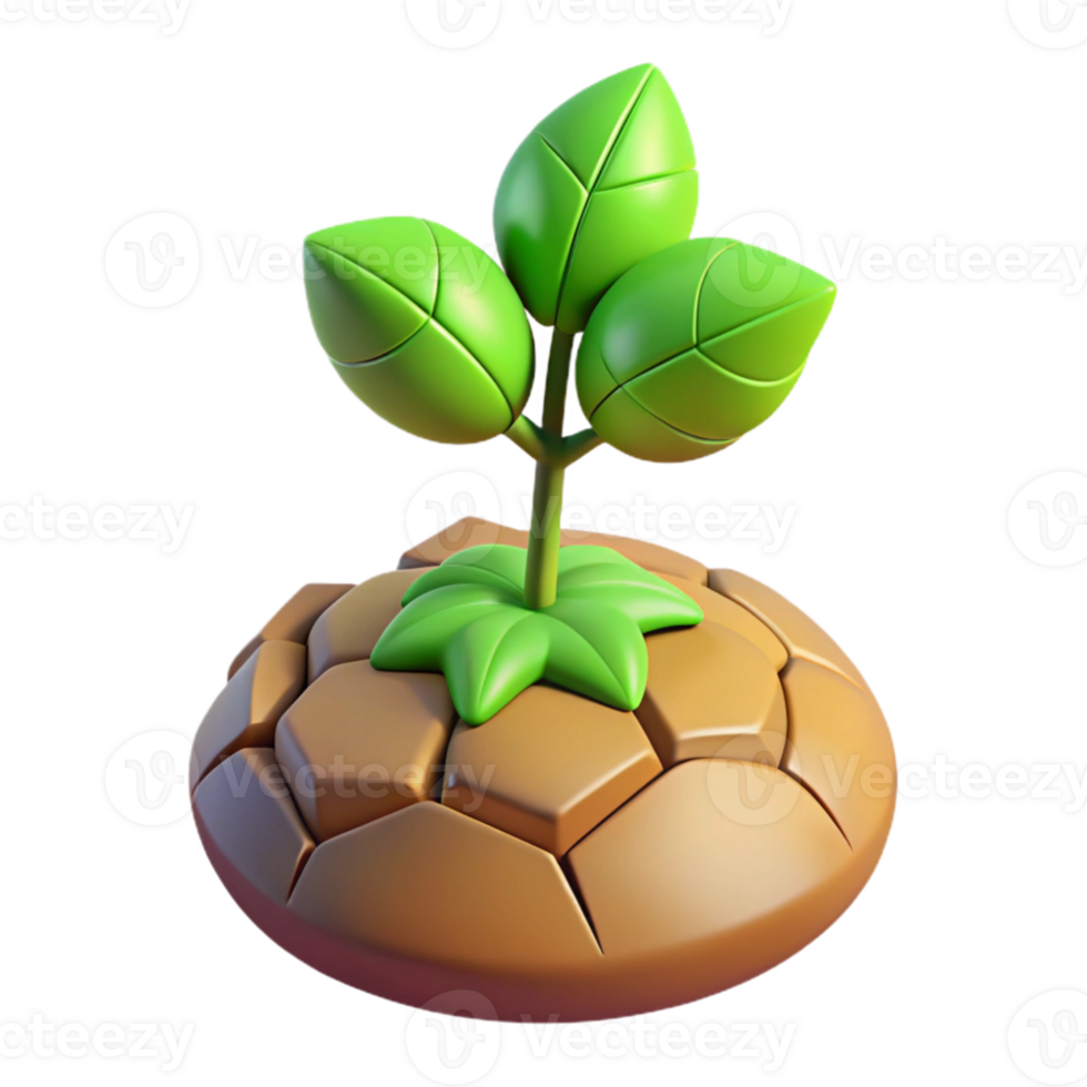 Young Green Sapling in Cracked Soil png