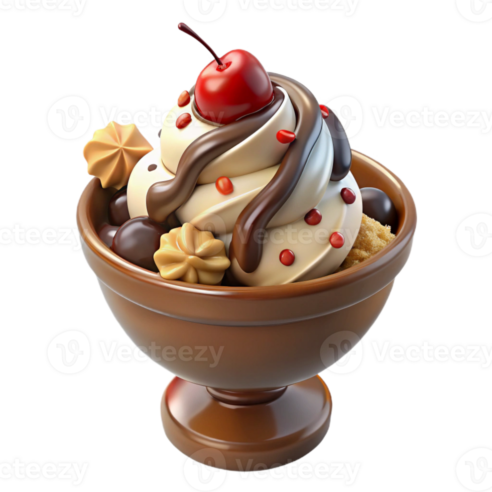 Delicious Vanilla Ice Cream Sundae png