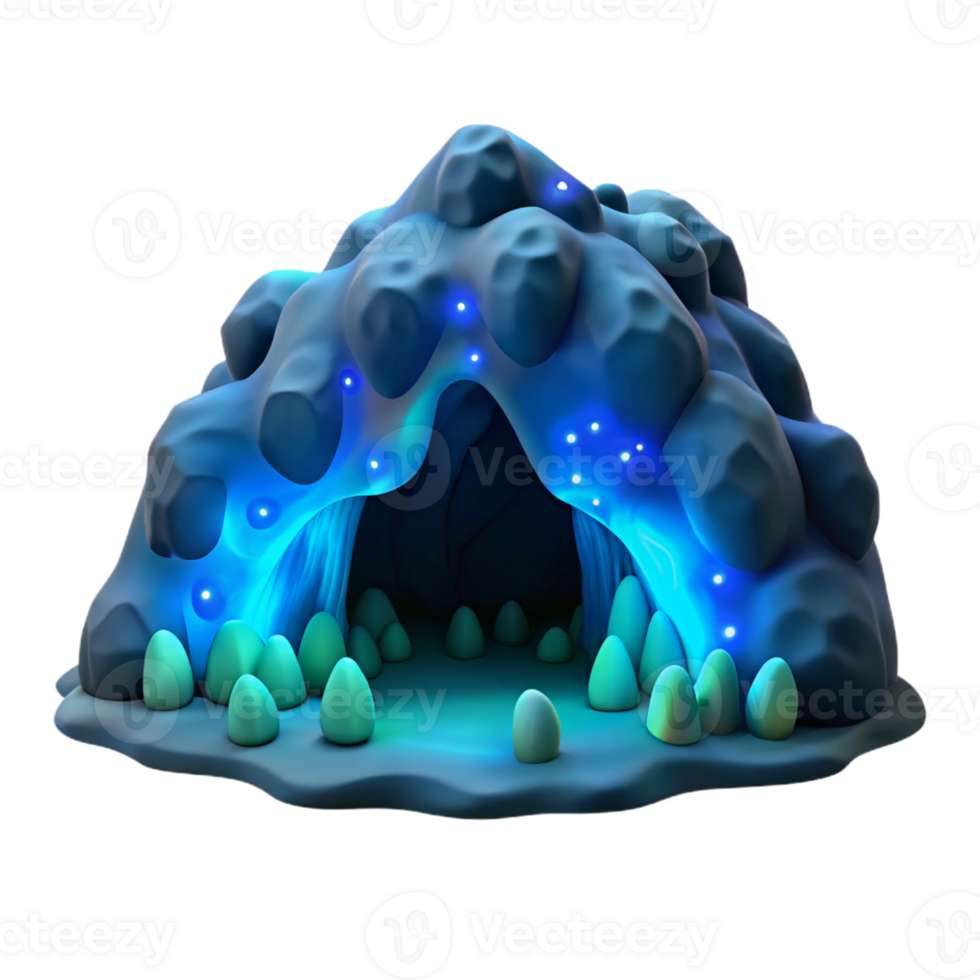 Glowing Gemstones in a Dark Cavern png