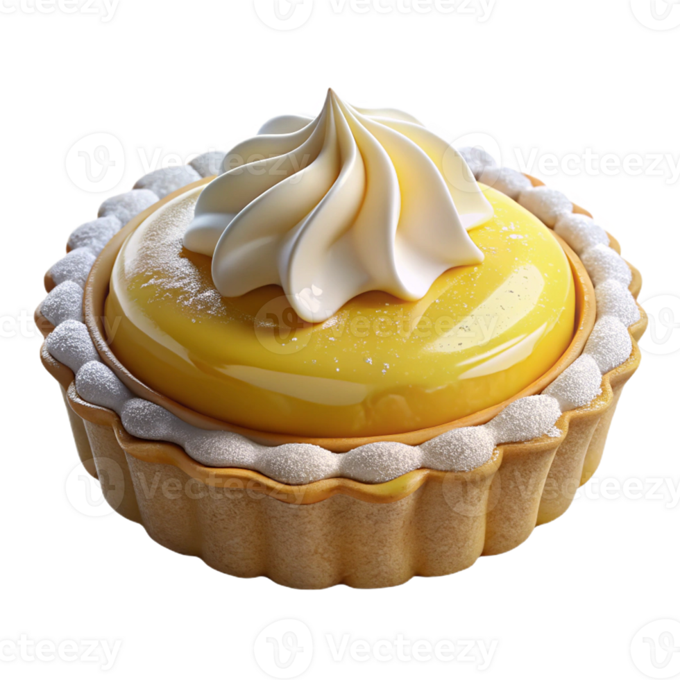 Delicious Lemon Tart with Whipped Cream png