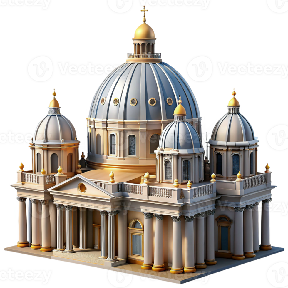 Grand Basilica with Magnificent Dome Design png