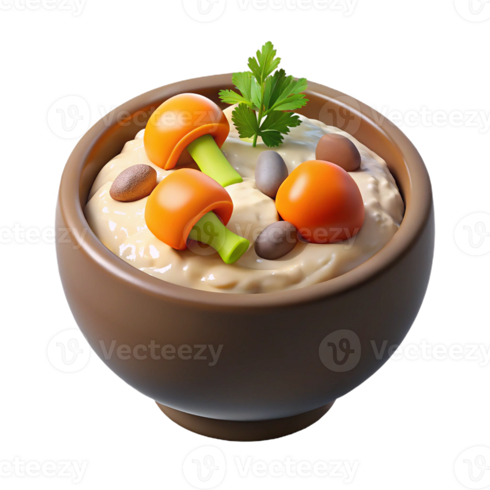 3D Creamy Risotto with Fresh Mushrooms png