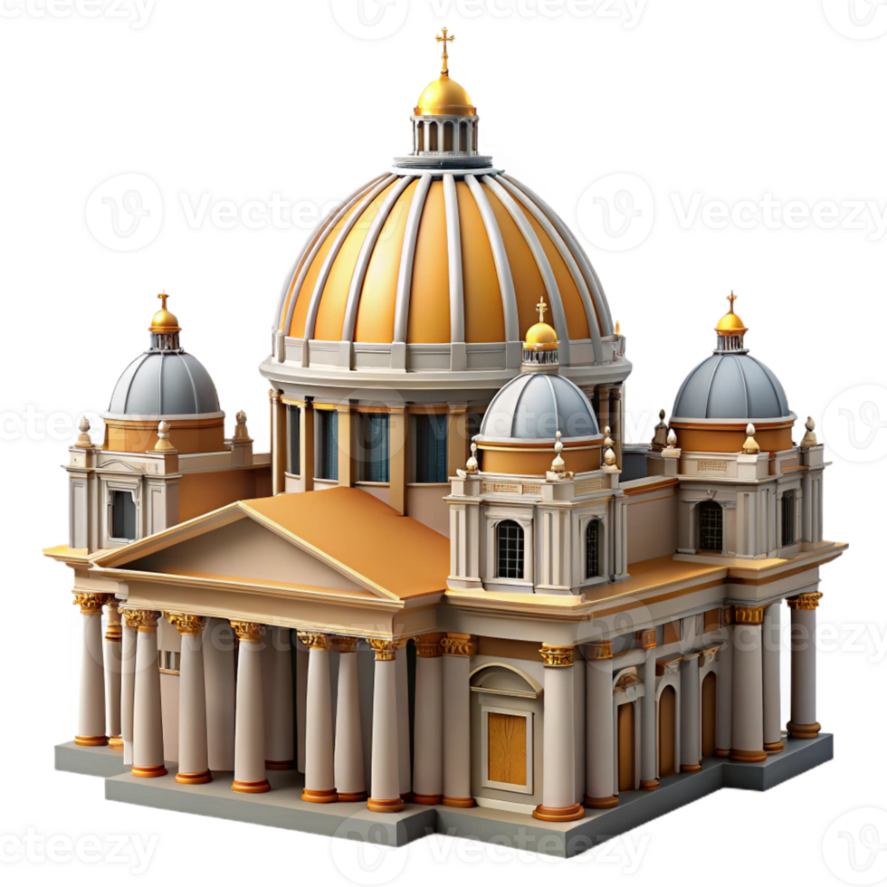 3D Architectural Model of a Classic Basilica png