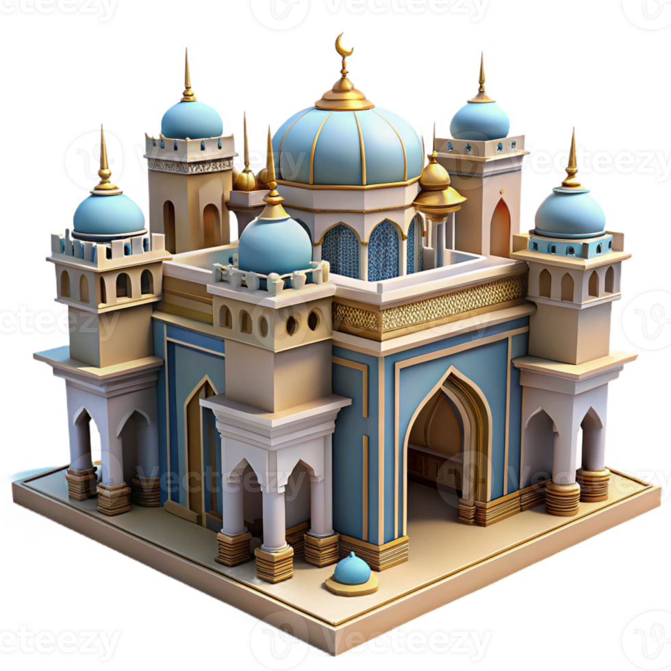 3D Intricate Moorish Palace Design with Domes png