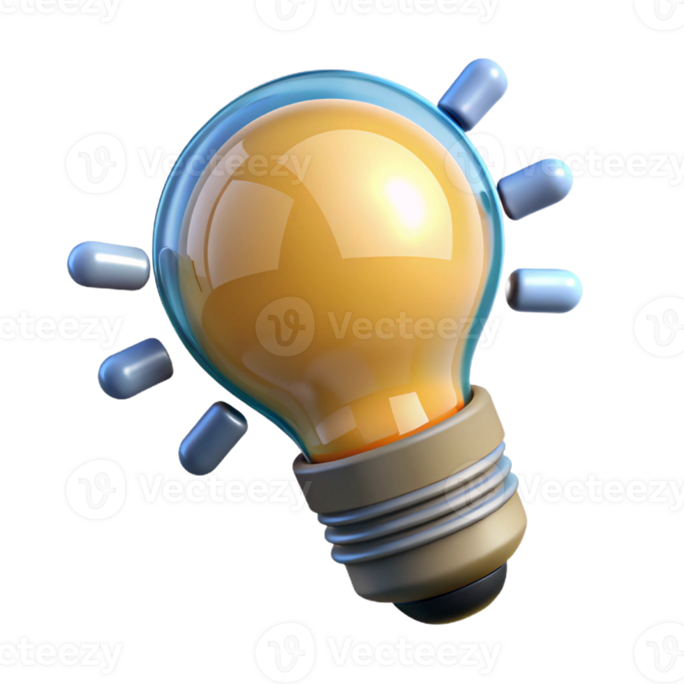 3D Light Bulb Icon for Bright Ideas png