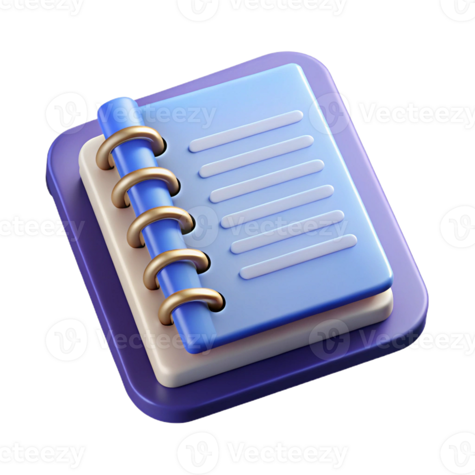 Elegant 3D Notebook with Lined Pages png