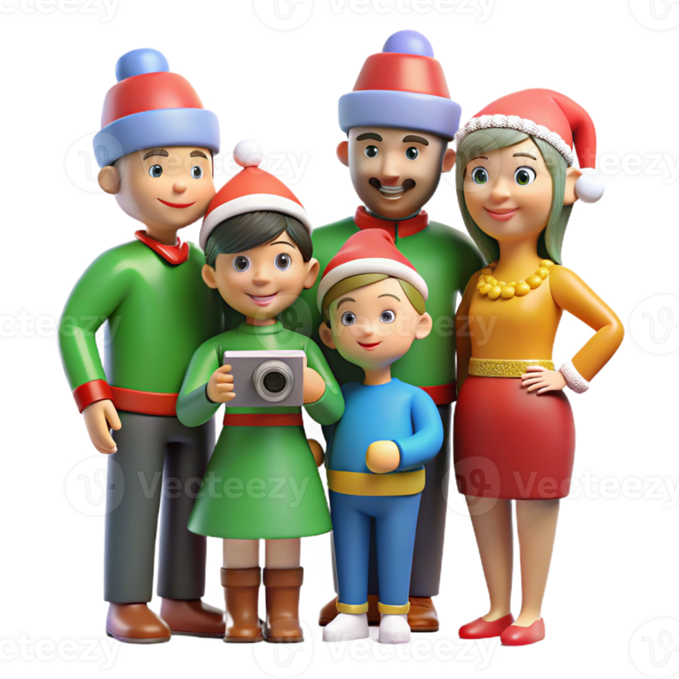 Cheerful Families Gather in Holiday Outfits png