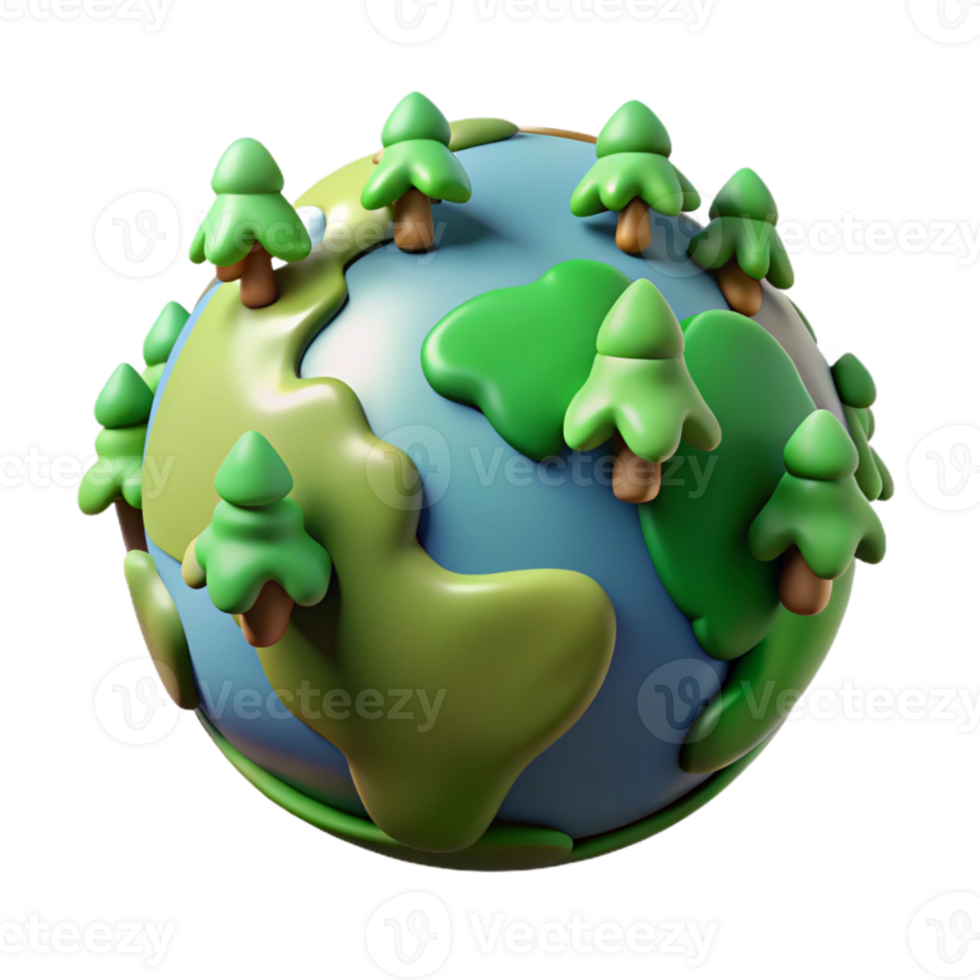 3D Icon of a Tree-Covered Earth png