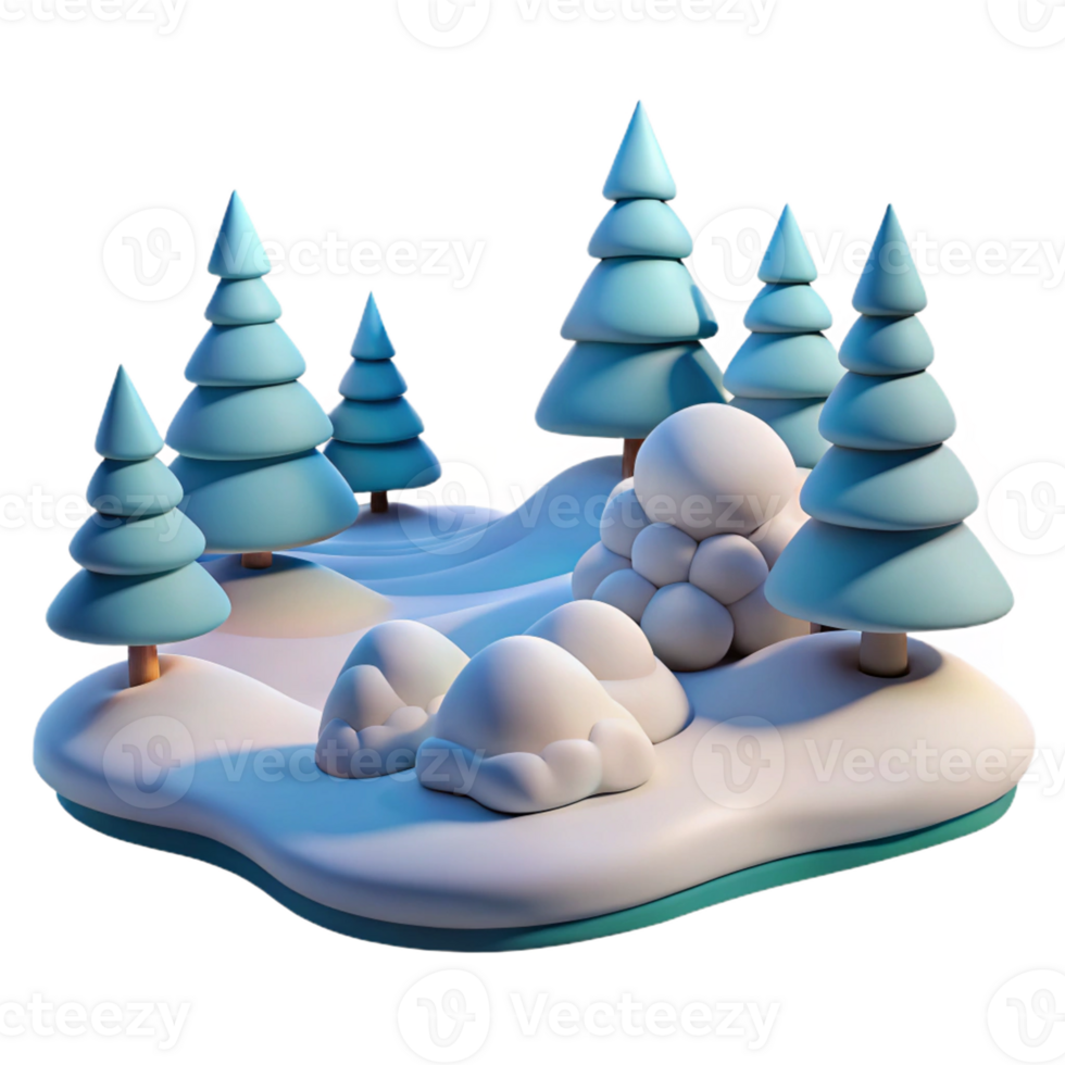 Peaceful 3D Winter Wonderland Scene png