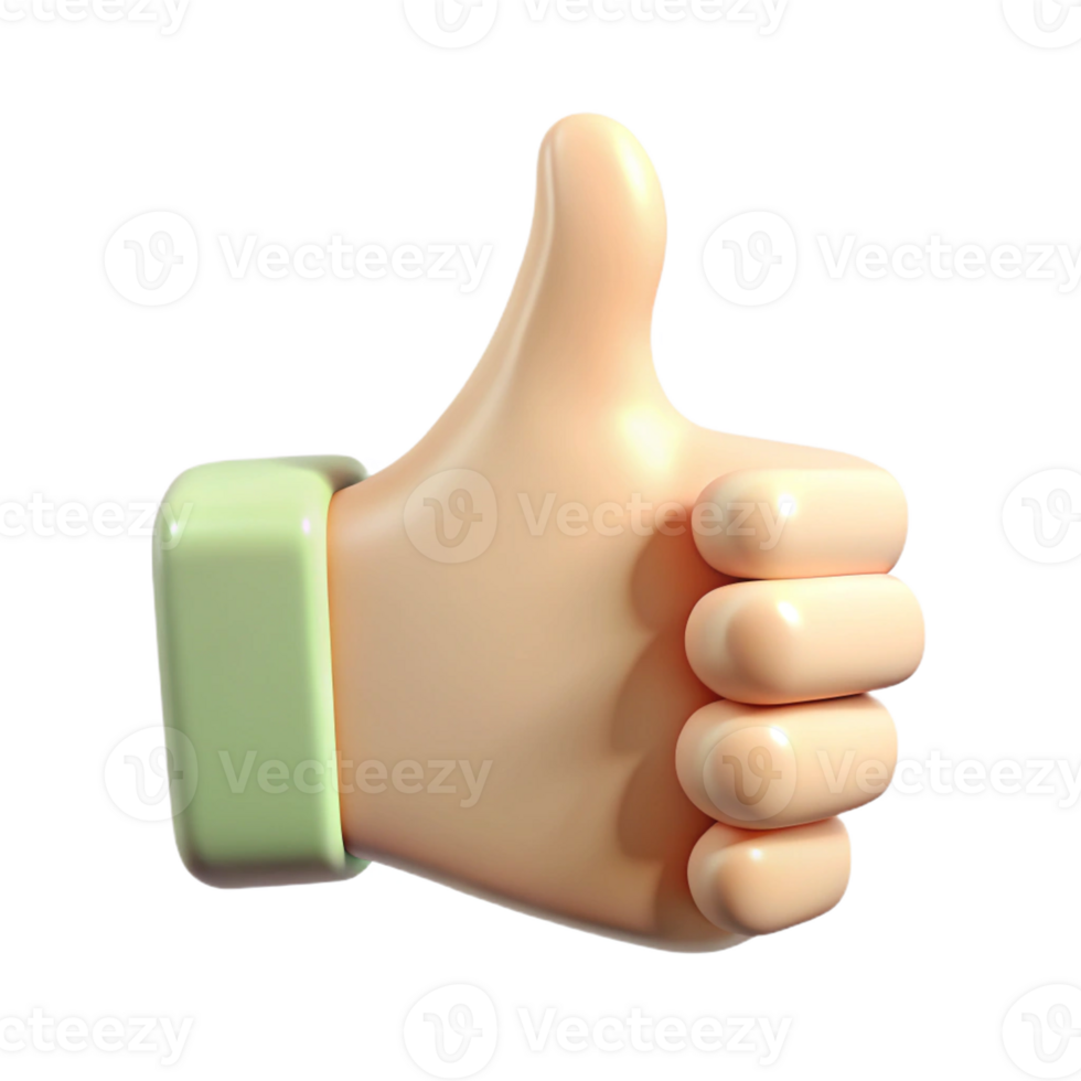 3D Thumbs Up Icon with Minimal Design png