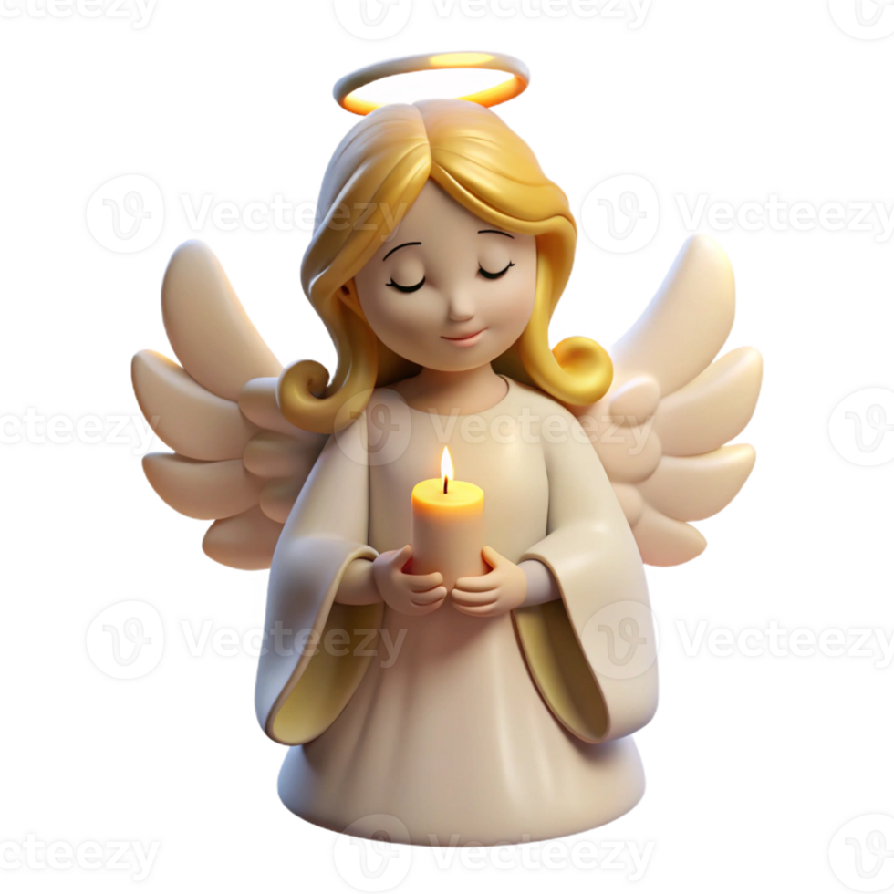 Serene Angel Holding a Candle png