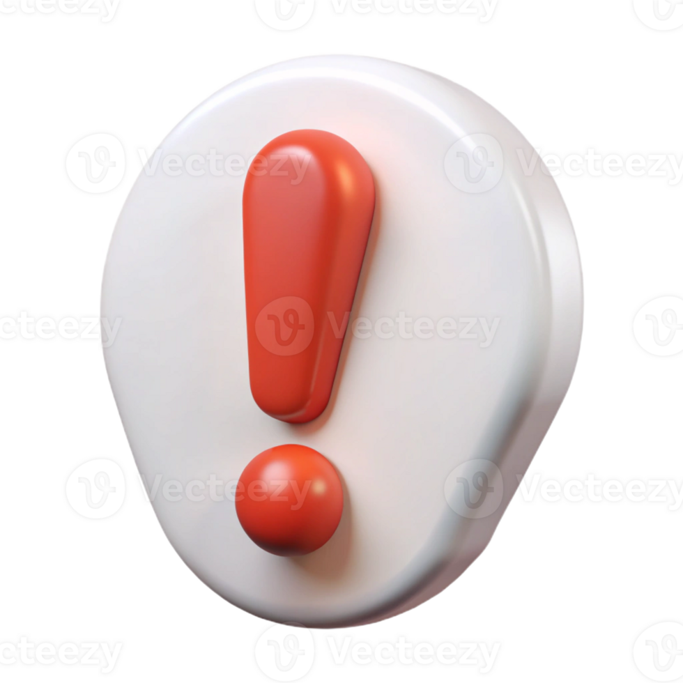 3D Red Exclamation Mark Alert Icon png