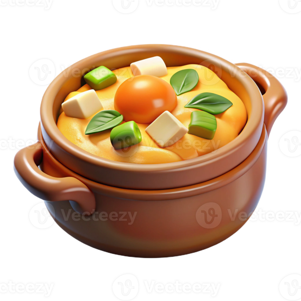 3D Icon of a Bubbling Vegetable Casserole in a Clay Pot png