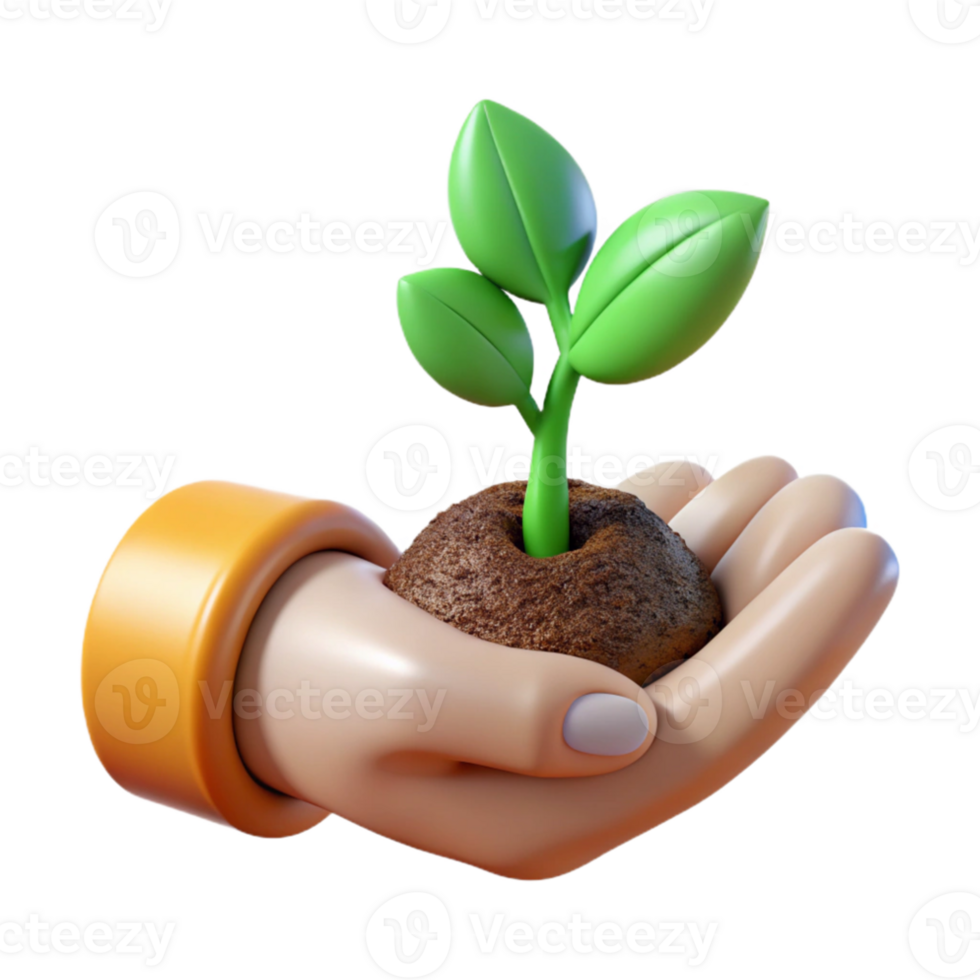 Sustainable Growth Symbol in 3D Design png