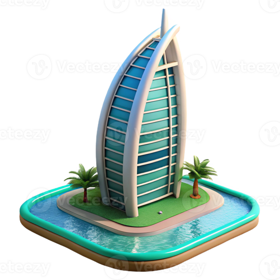 Famous Dubai Landmark in 3D png