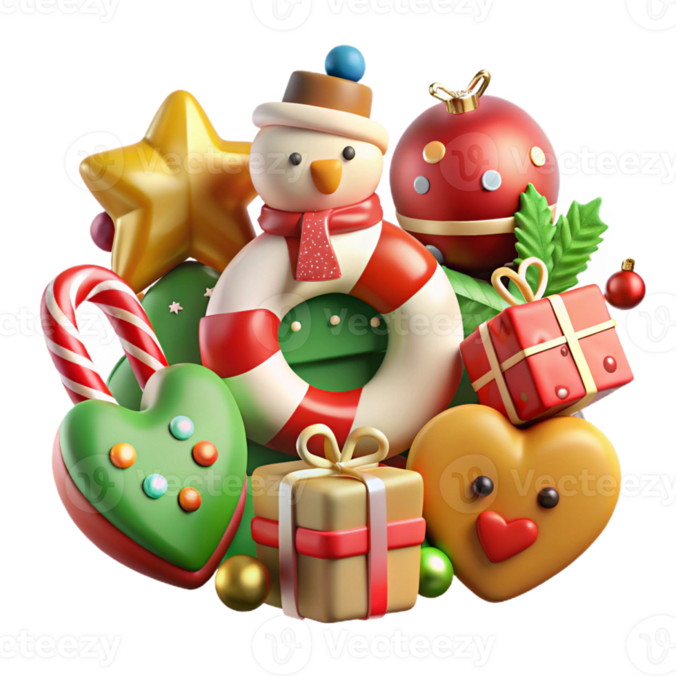 Christmas Decor with Santa and Gifts png