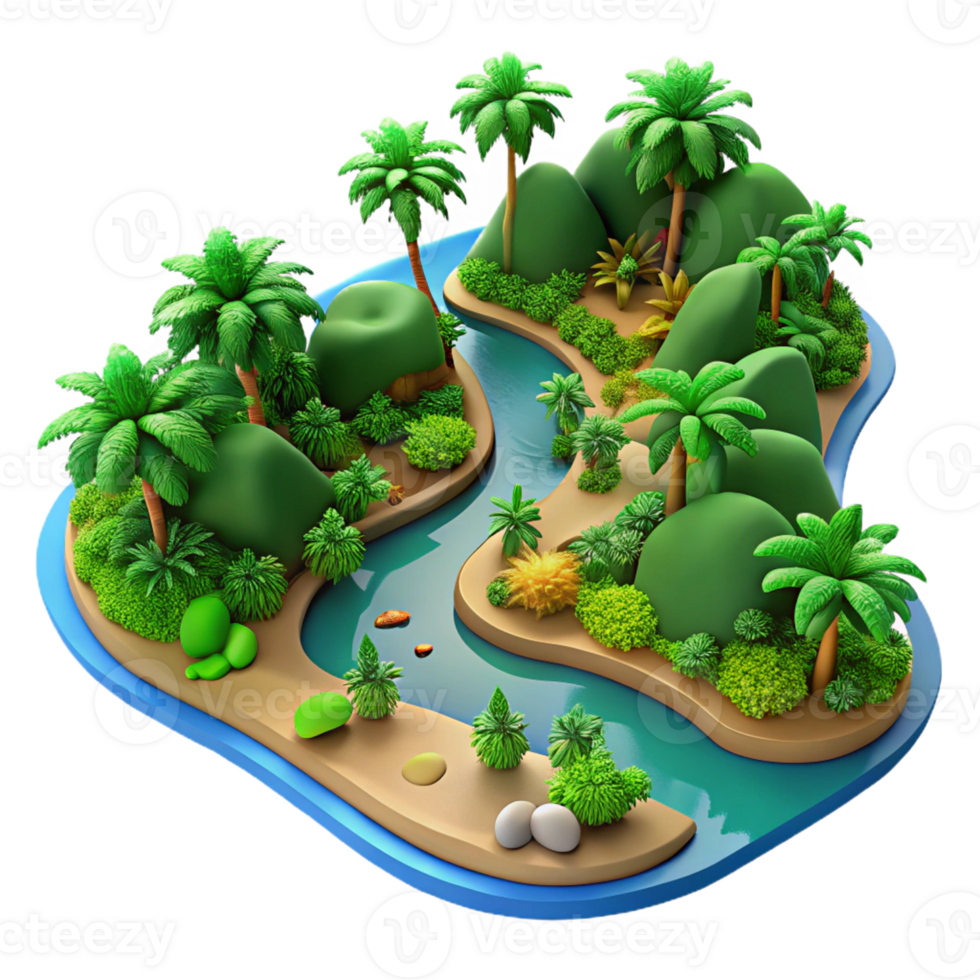 Lush Amazon River in 3D png
