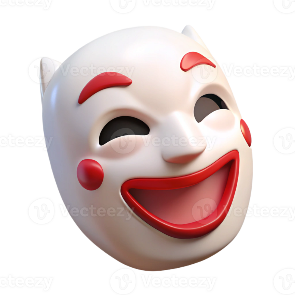 Expressive White Smiling Theatrical Mask png