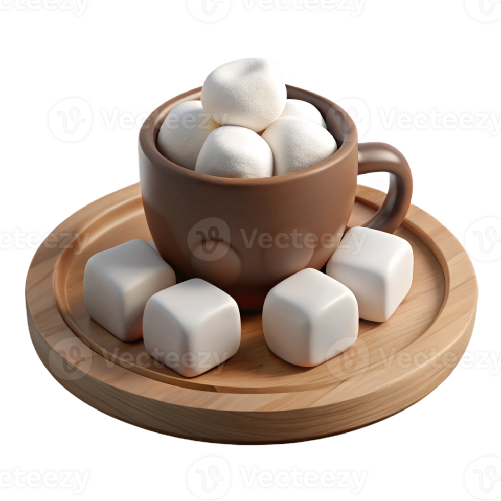3D Icon of a Mug with Fluffy Marshmallows png