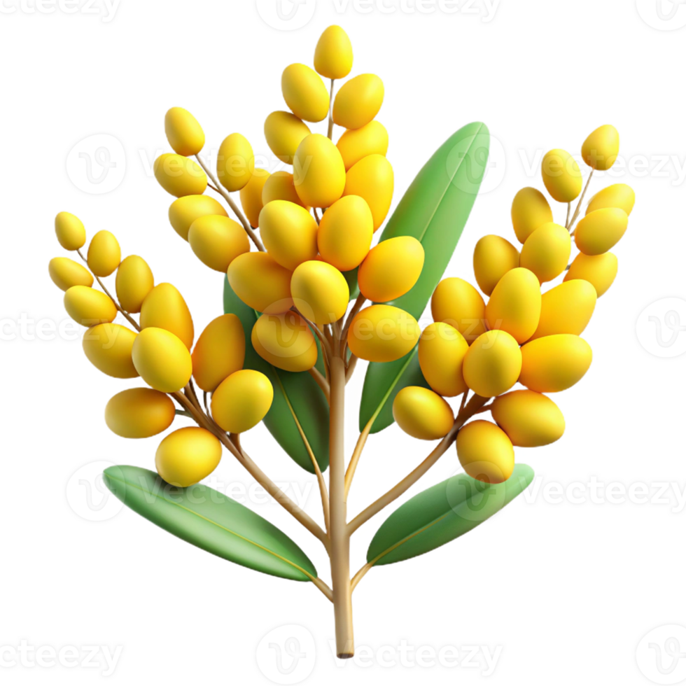 3D Icon of Golden Wattle in Bloom png