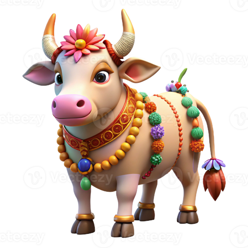 Traditional Cow Adorned for Celebrations png