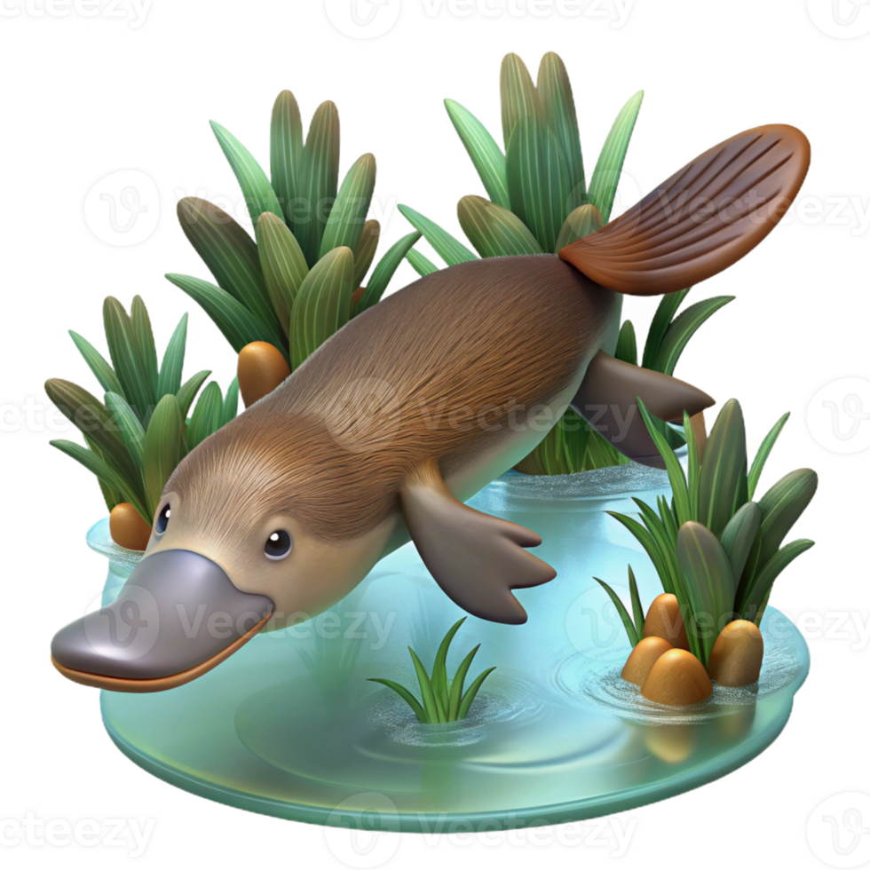 Charming Platypus in a Calm Pond png