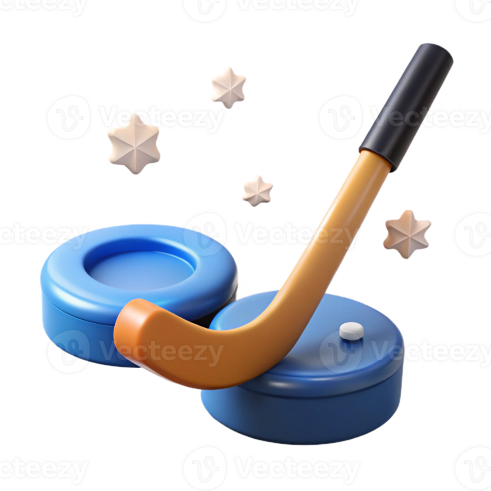 3D Hockey Stick and Puck Icon png