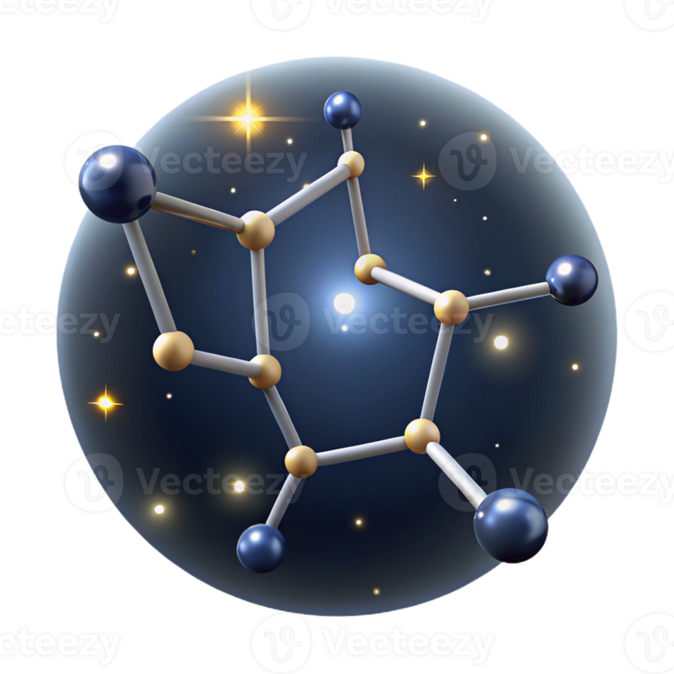 3d raggiante stella costellazione icona png