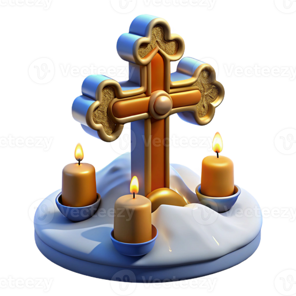Ornate Cross with Candlelight Display png
