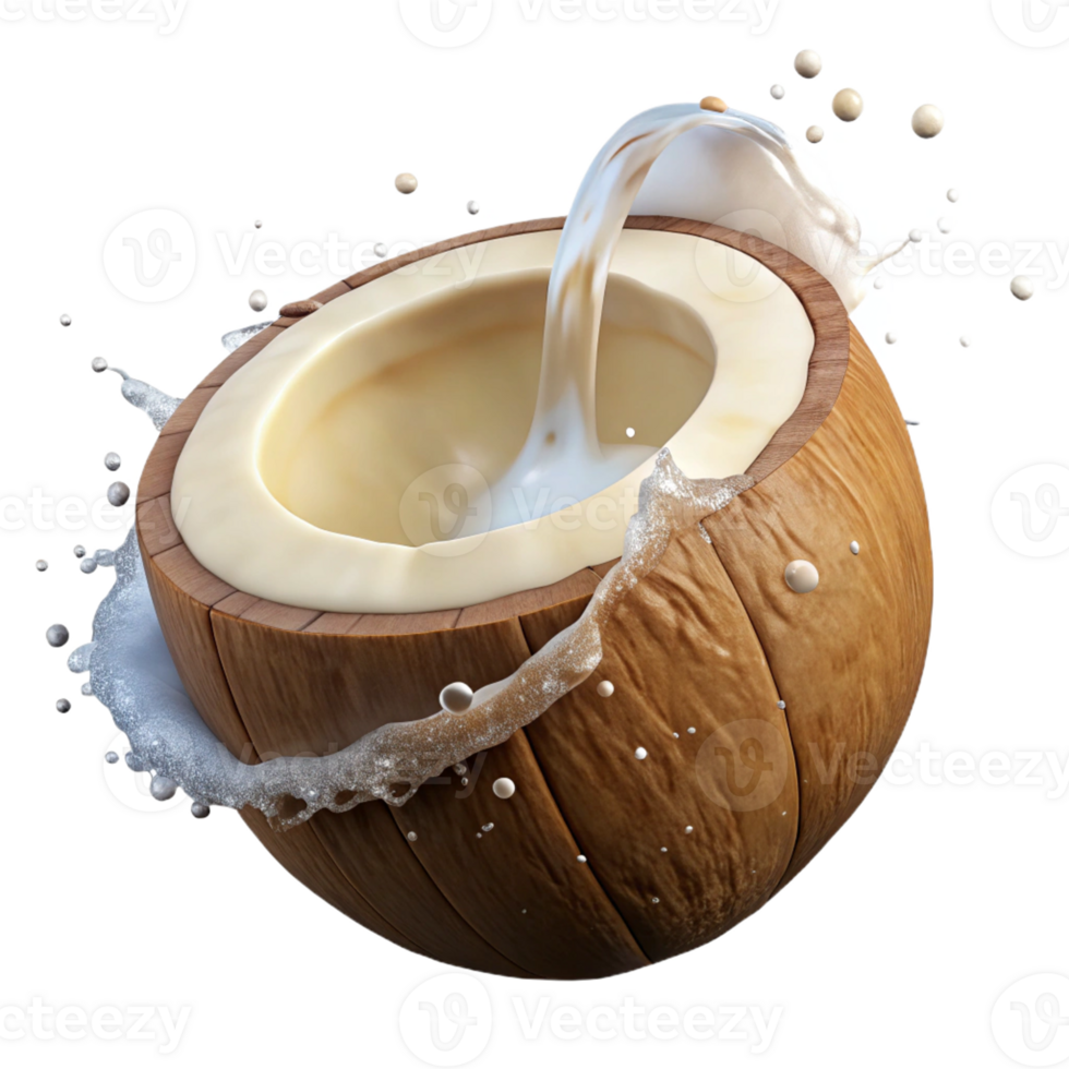 Refreshing Coconut with Water Splash png