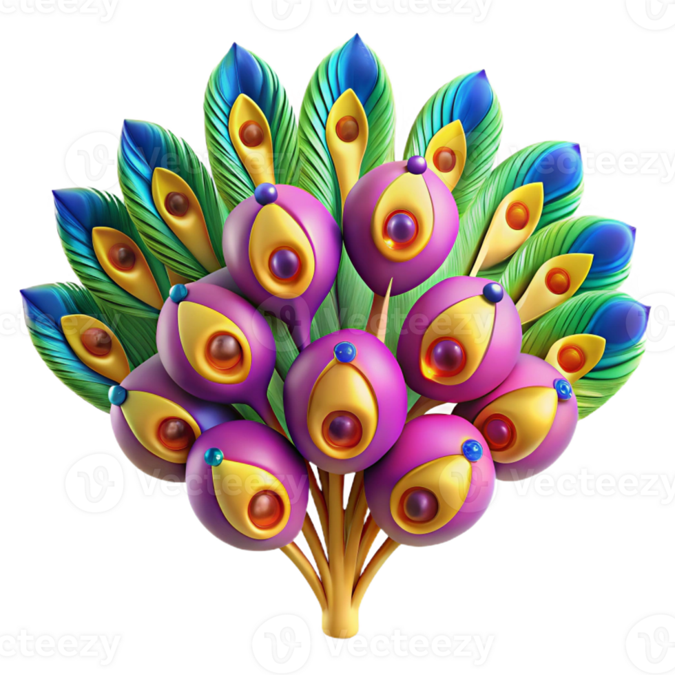 Vibrant Peacock Tail with Eye-catching Colors png