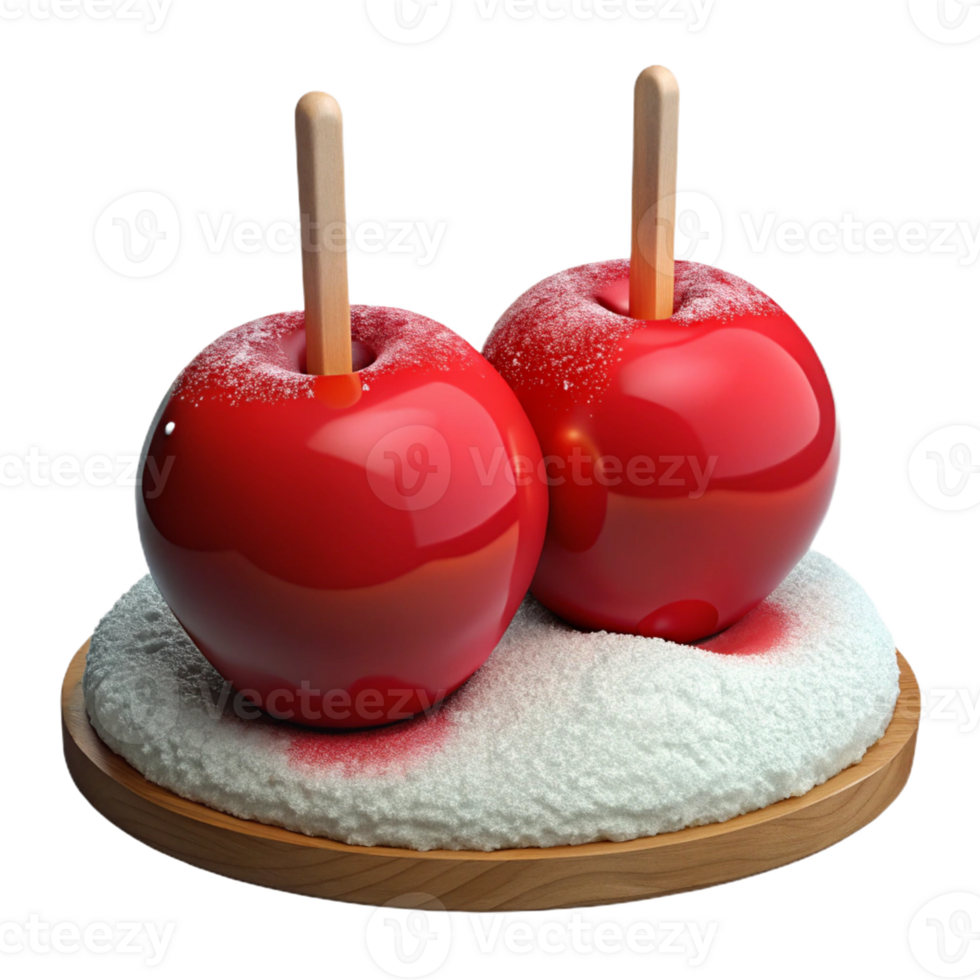 Pair of Glossy Red Candy Apples png