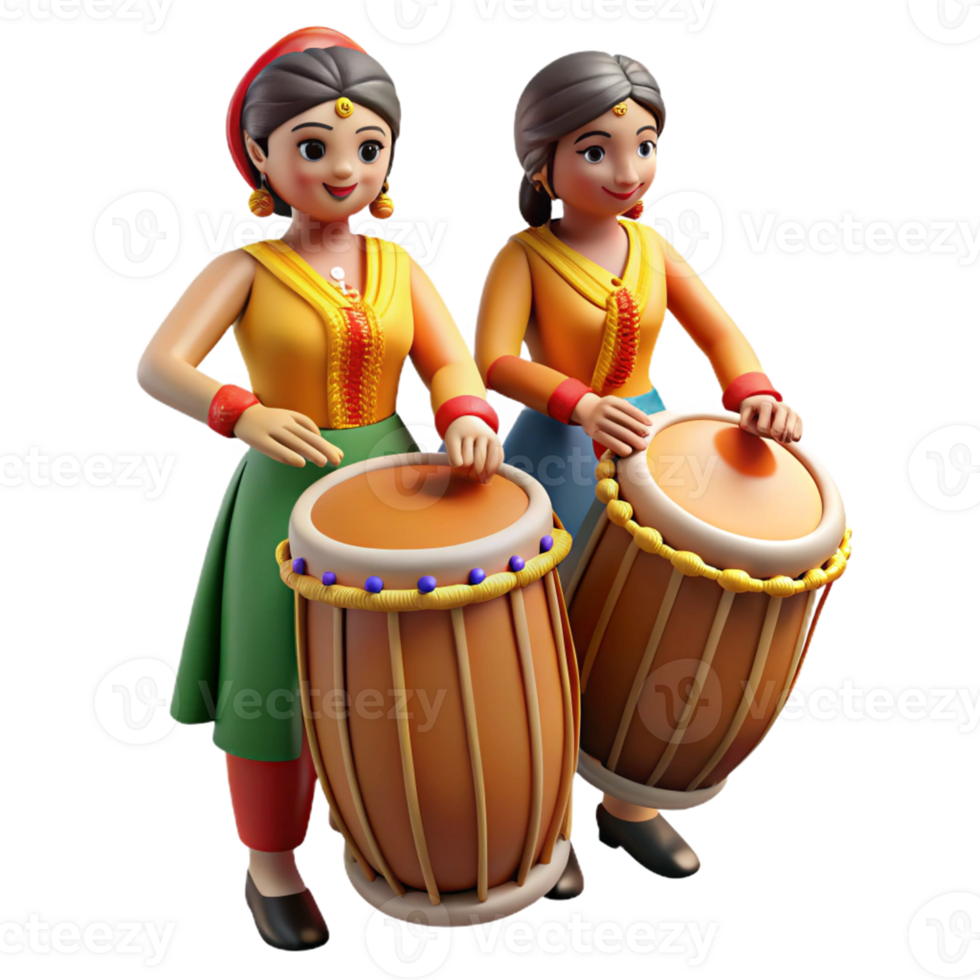 Traditional Drummers in Colorful Attire png