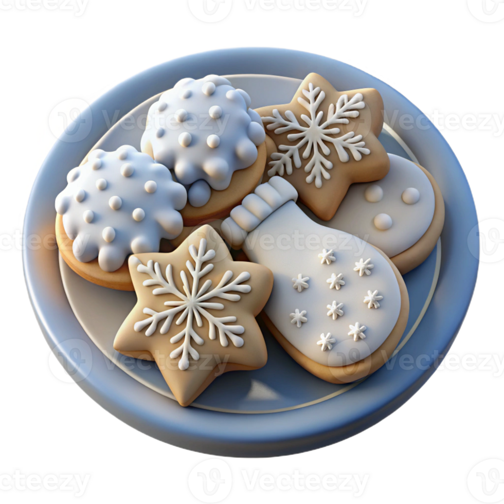 Festive Plate of Snowflake Cookies png
