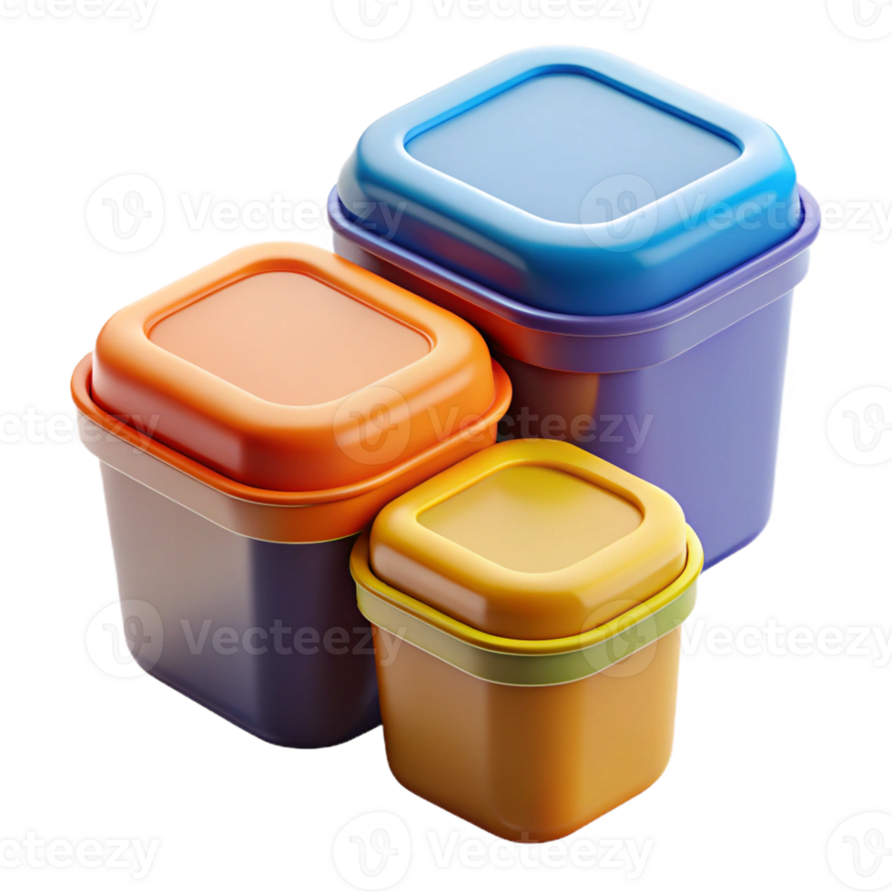 3D stack of food storage boxes png