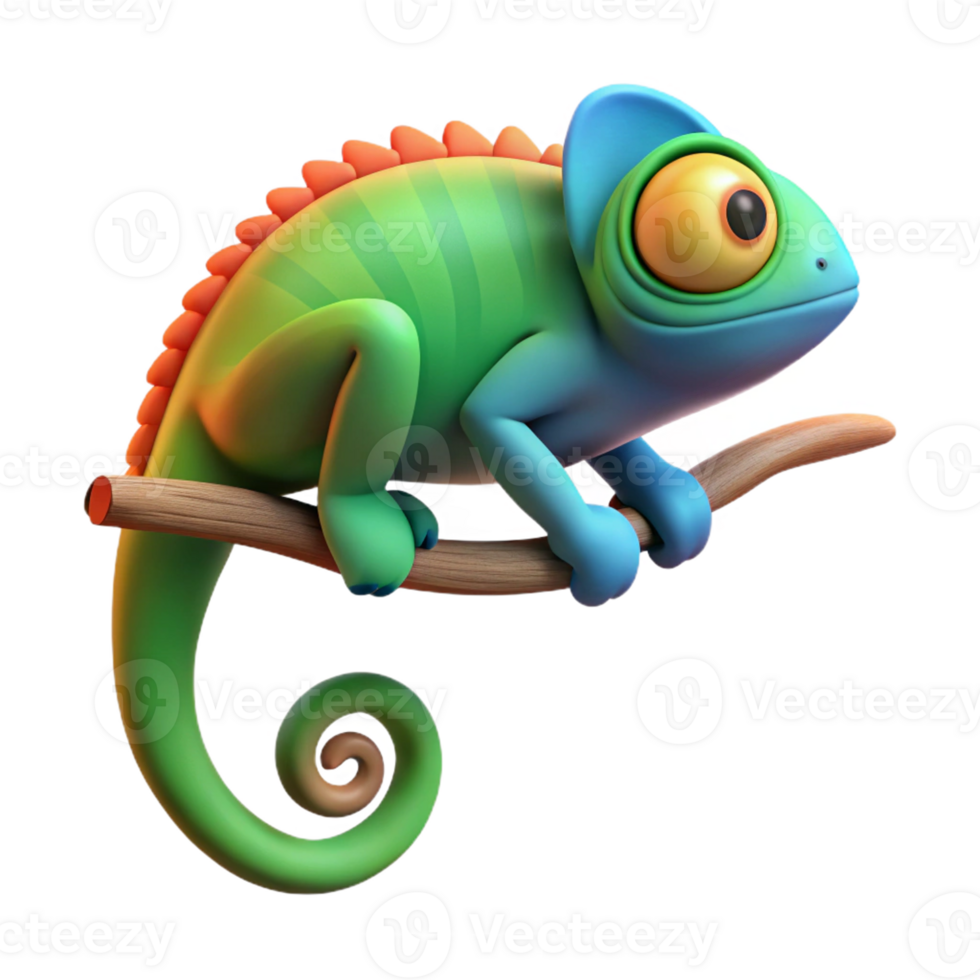 3D chameleon with vibrant colors png