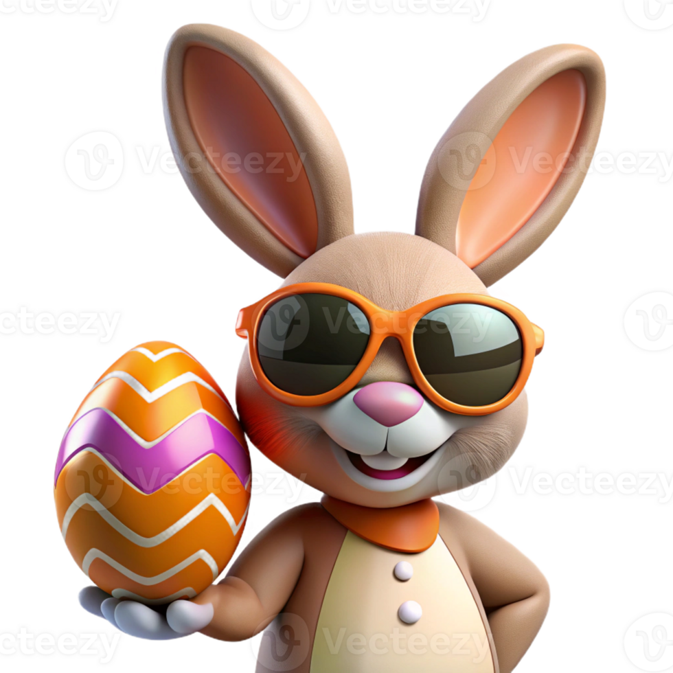 Stylish rabbit wearing sunglasses for Easter png
