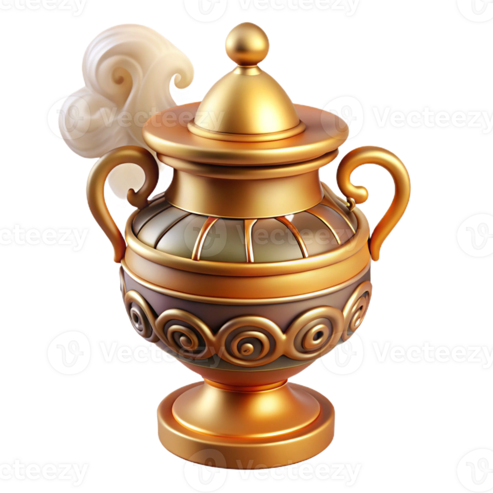 3D ornate incense burner with intricate design png