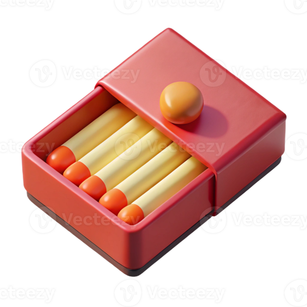 3D matchstick box with realistic details. png