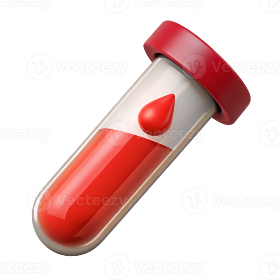 Realistic blood test tube icon for medical themes. png