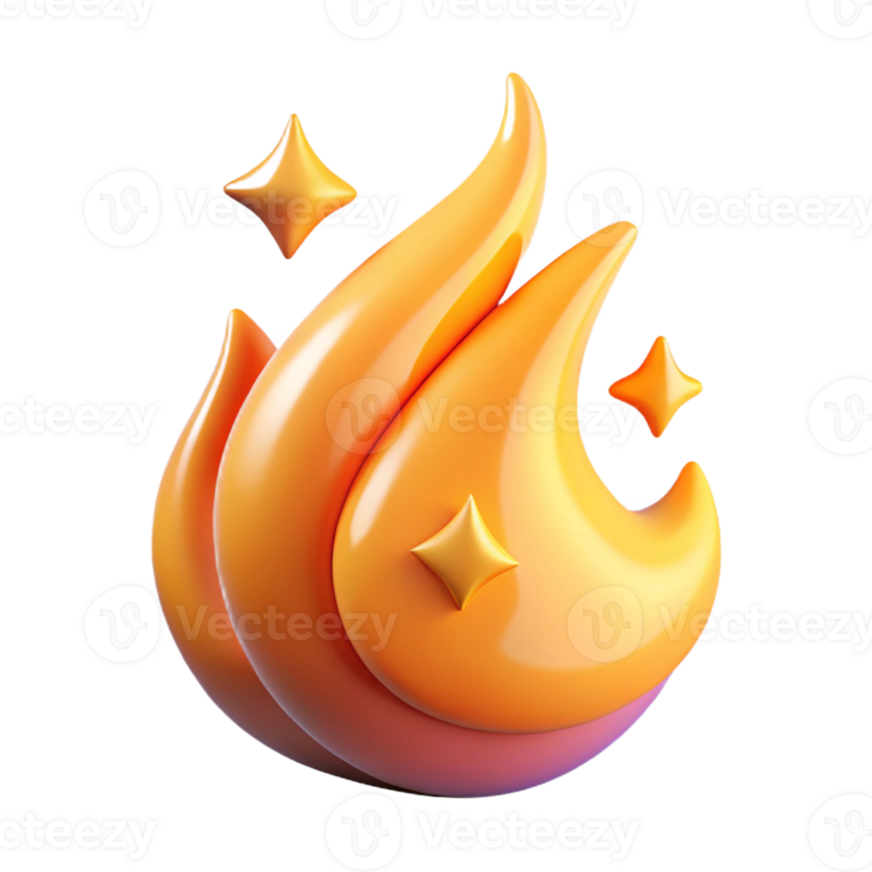 Realistic fire symbol for energy and action themes. png