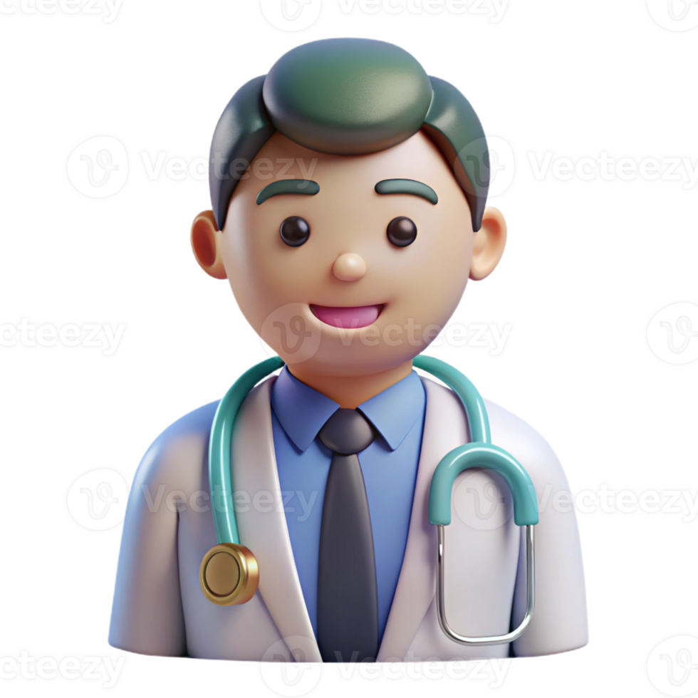 3D icon of a friendly doctor in a white coat. png