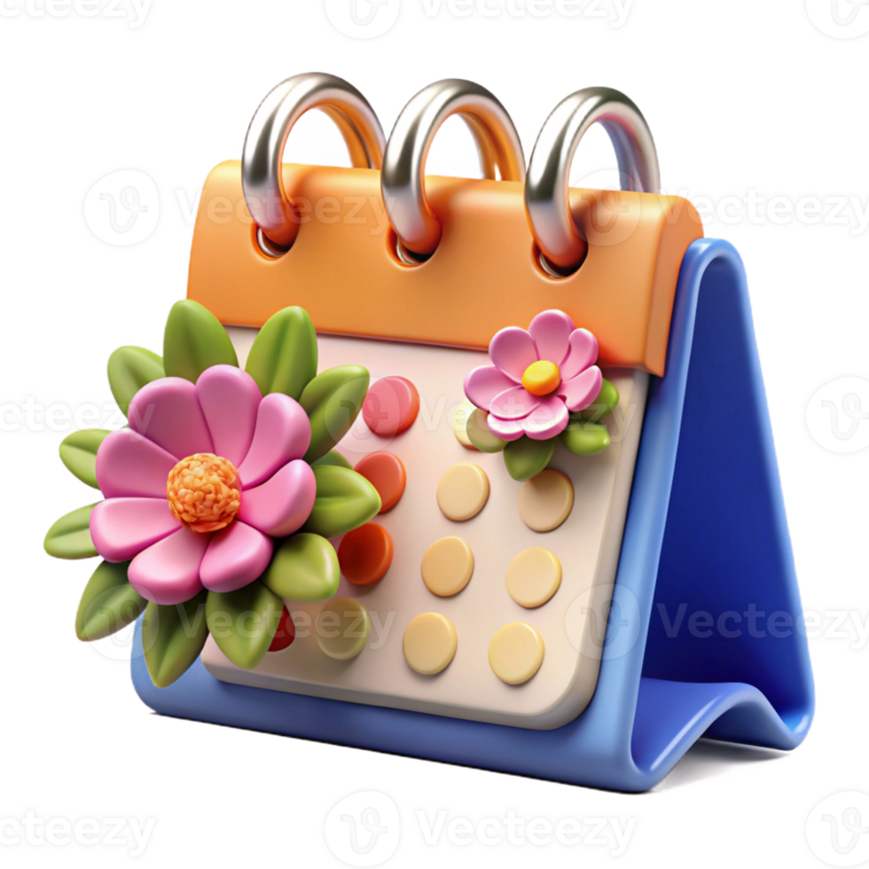 3D desk calendar flipped to a colorful page. png