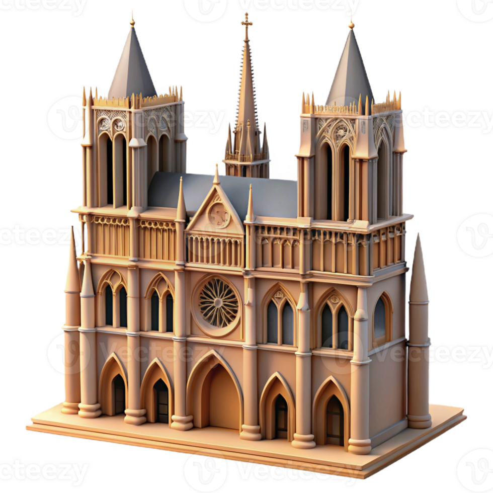 Realistic Notre Dame Cathedral icon for cultural designs png