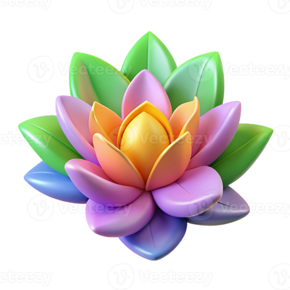 3D floral icon with colorful layered petals. png