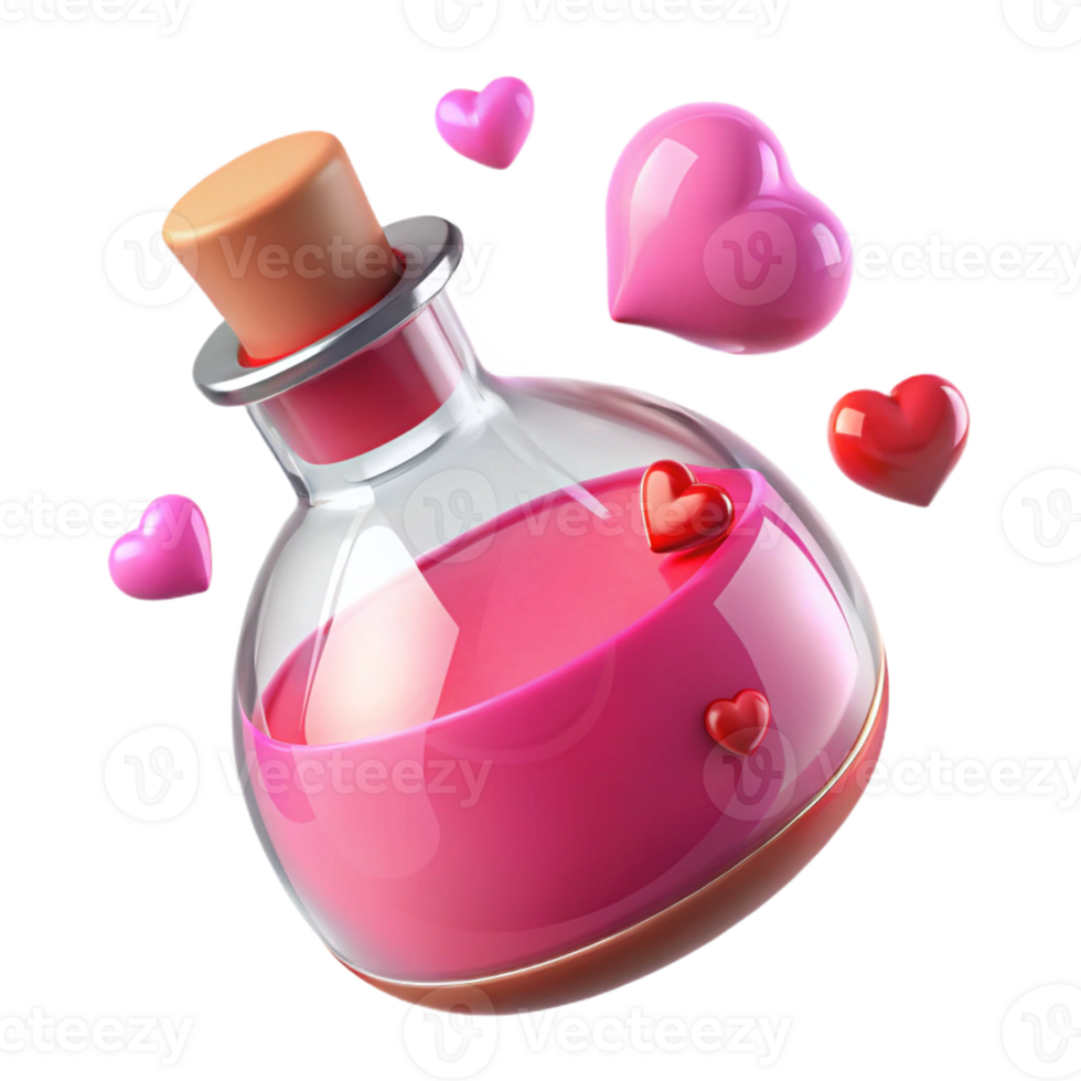 Realistic potion bottle icon for fantasy and romantic themes. png