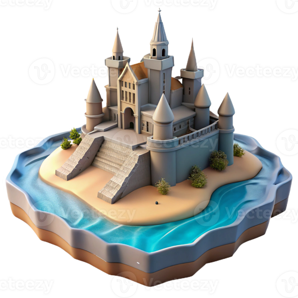Realistic sandcastle icon for beach and summer themes. png