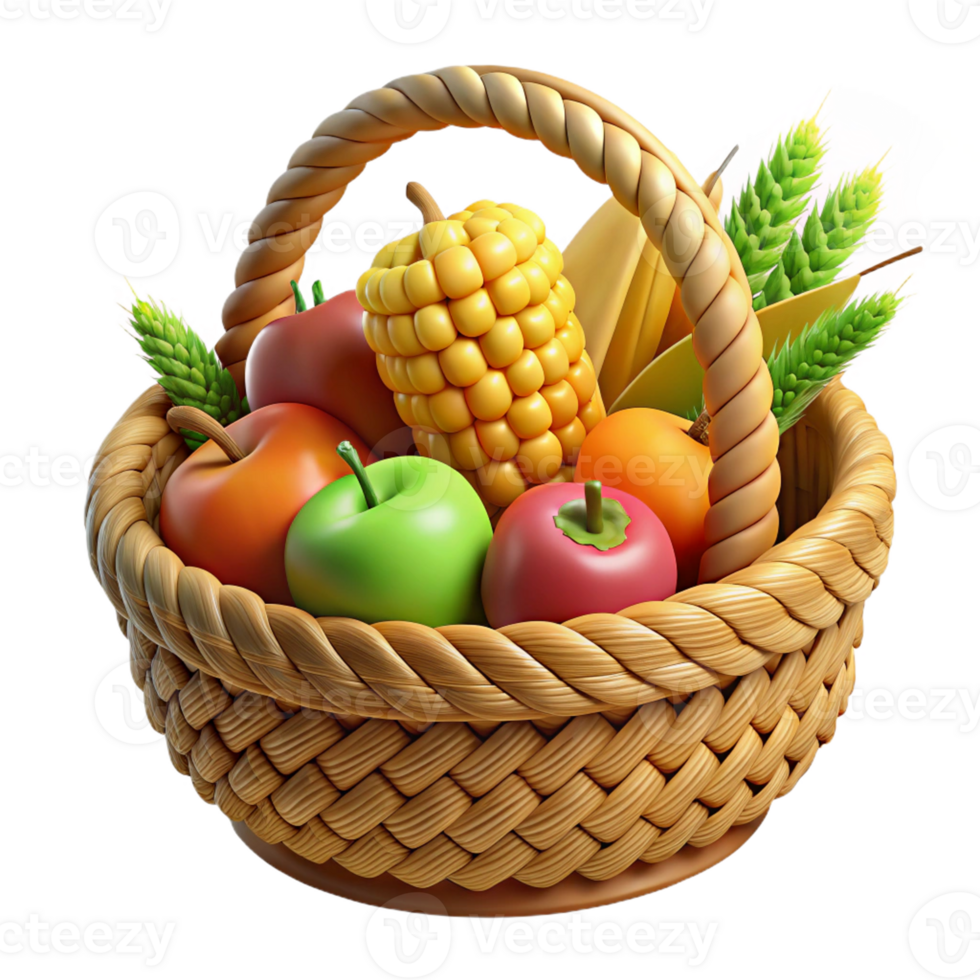 Realistic basket icon for harvest and market themes. png