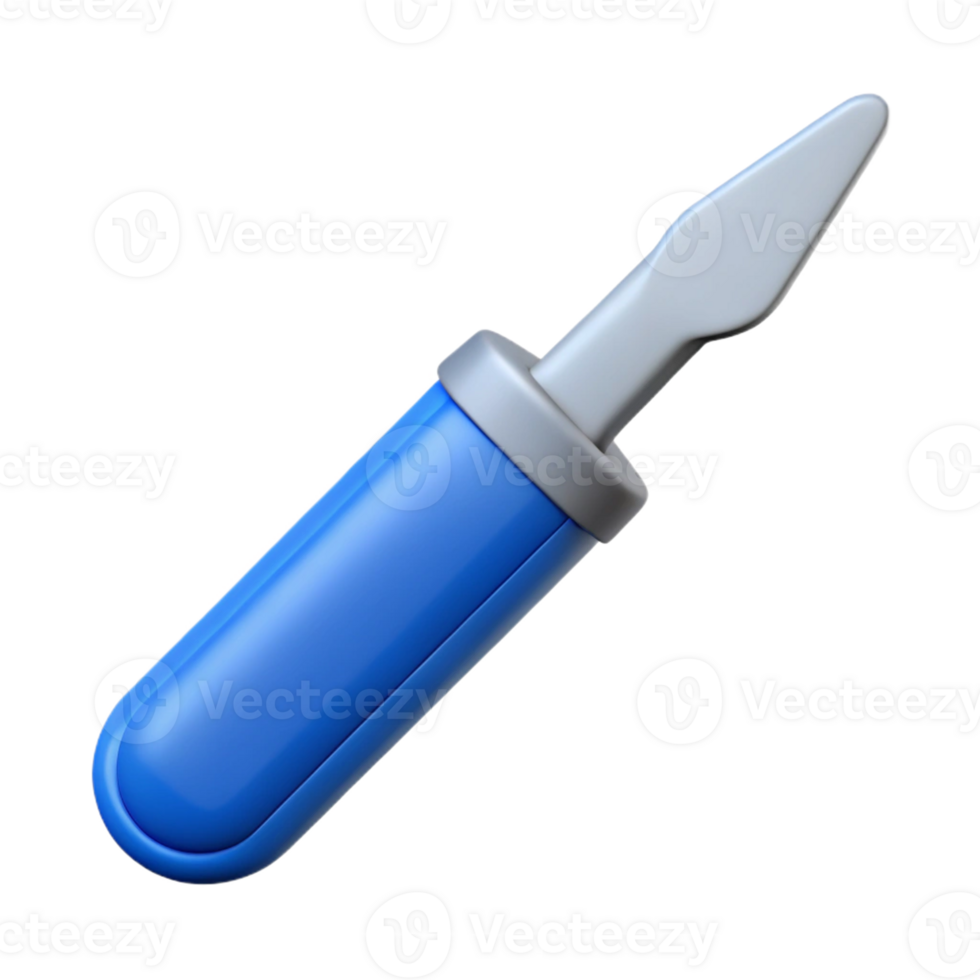 3D medical scalpel with blue handle and sharp blade. png