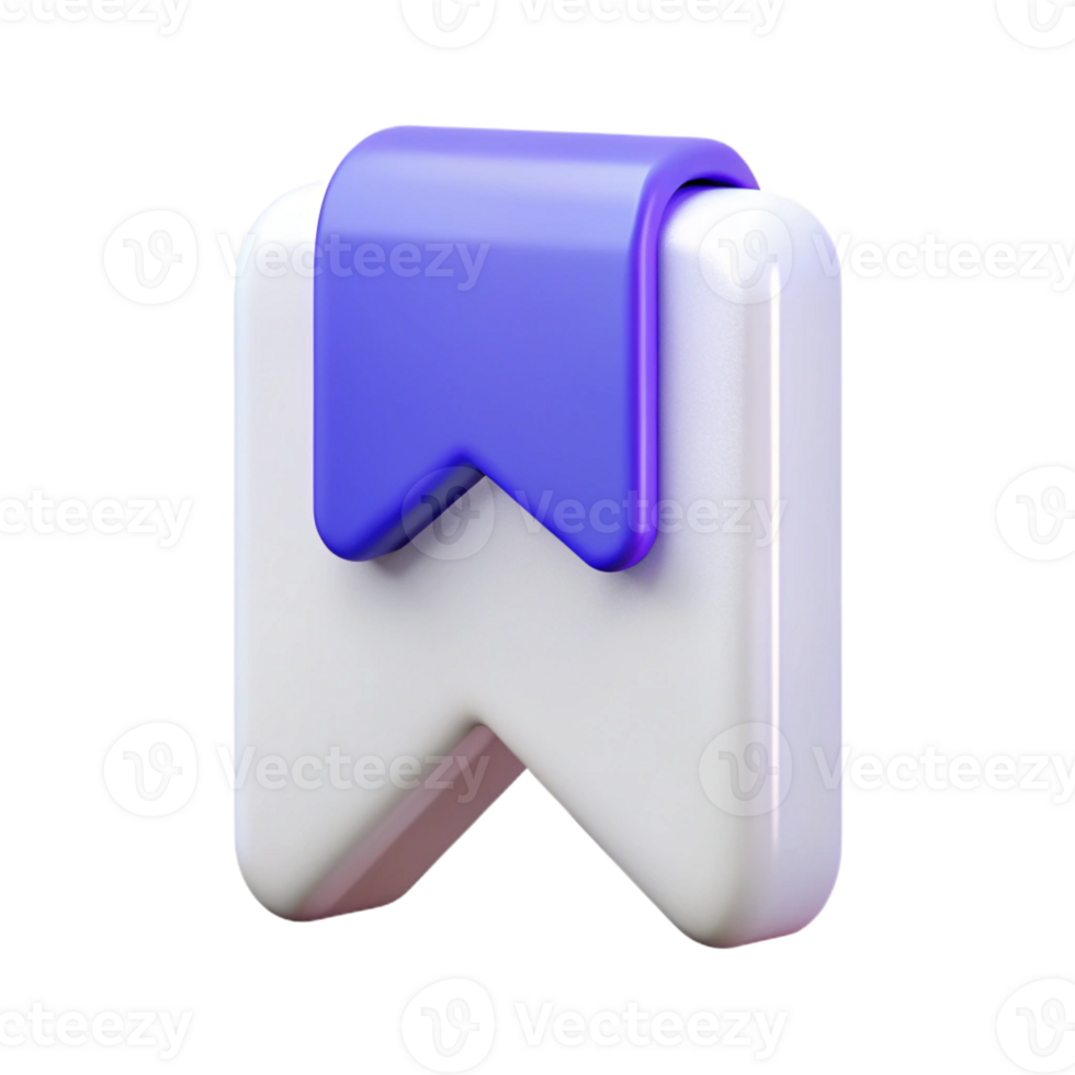 3D blue and white bookmark icon with vibrant design. png